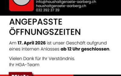 Angepasste Öffnungszeiten 17.04.2026